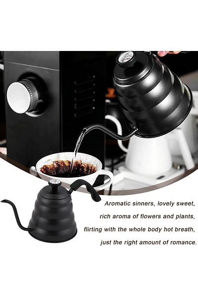 COOYA 1.2LStainless Steel Electric Gooseneck nozzle Kettle,With Thermometer,Coffee Pot For Home,Black