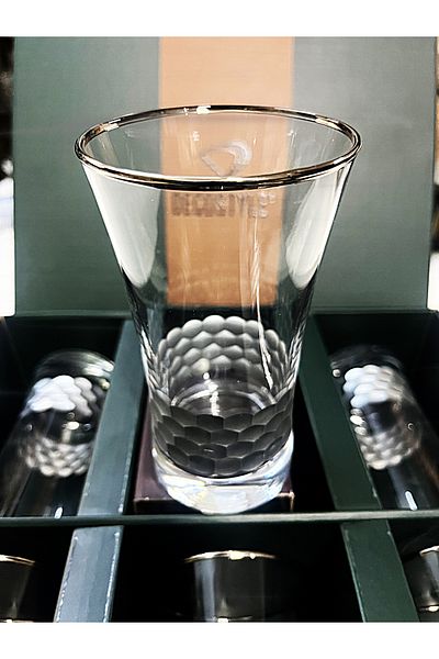 DECOSTYLE Pasabahce Honeycomb Decor Silver Water and Soft Drink Glass 6 Pcs
