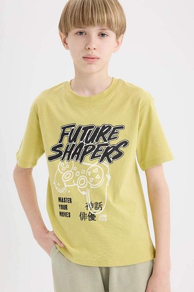 DeFacto New Season Boy's Crew Neck Printed Short Sleeve T-Shirt