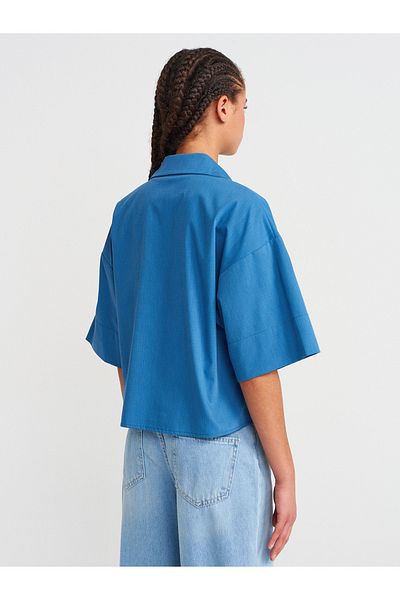 Dilvin 50495 Oversize Pocket Indigo Shirt