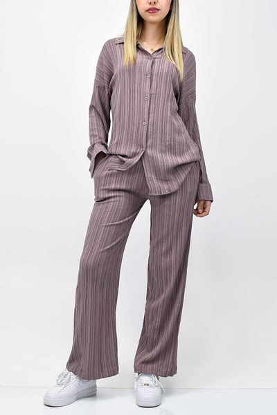birizmoda Dusty Rose Summer Gofreden Trousers - Set