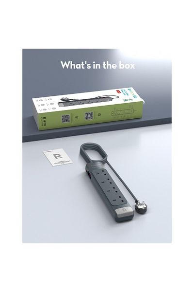 RavPower Extension 4 AC Outlets With 1.5 Meter Cord - 3150 W - Grey - RP-PC1067