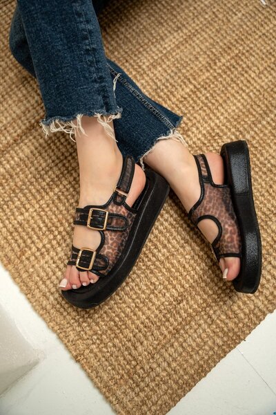 LAMİNTA Γυναικείες μπαλαρίνες Purly Leopard Double Buckle