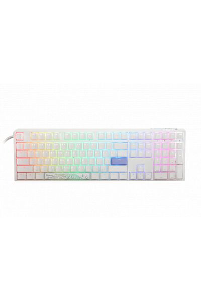 Ducky لوحة مفاتيح الألعاب الكلاسيكية Ducky One 3 Pure White RGB 100% - أحمر كرزي - أبيض