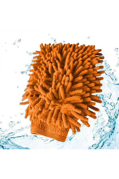 3XR Orange Microfiber Cleaning Glove, 18x15 cm, Soft, Absorbent, Non-Scratch for Car and Home Use