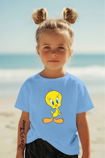 New Shine 1 tricou este un cadou pentru achiziții de 6 și peste în coș - Tricou supradimensionat pentru copii cu imprimeu Tweety