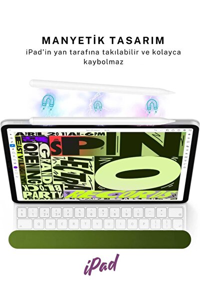 Fuchsia İPad Air 11 & 13 inç M3 2025 Uyumlu Avuç İçi Reddetmeli Eğim Hassasiyetli Dokunmatik Yazı Kalemi