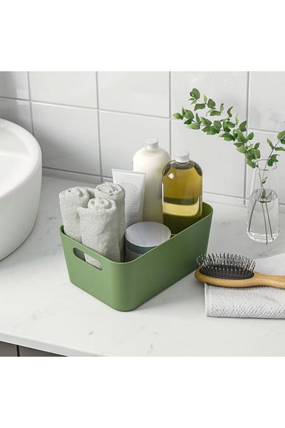 IKEA UPPDATERA Box, Green, 24x17 cm – Durable & Recycled Plastic Storage Organizer