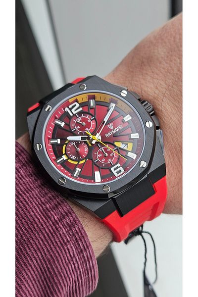 Raymond Rym-83605 Silicone Cord Raymond Men's Wristwatch Stainless Steel Case - 2 Years Warranty