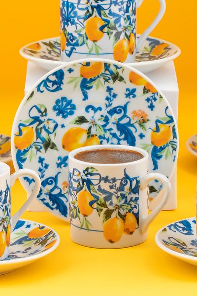Porsima 01 Porcelain 12 Piece Turkish Coffee Cup Set for 6 People 90ml