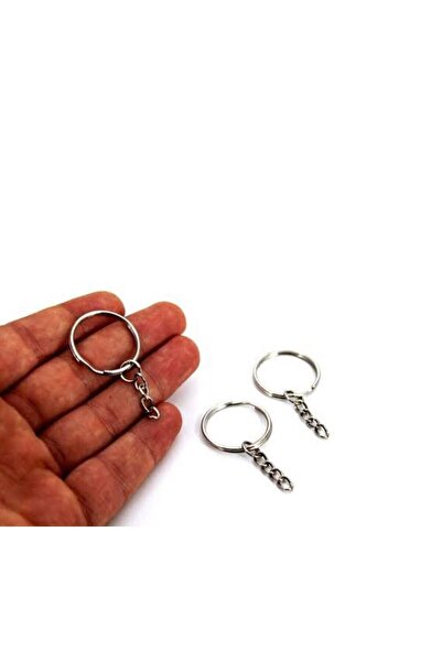 İnDerin 25 mm Chain Key Chain Ring 20 Pcs Nickel Plated Rustproof