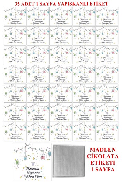 Pasta9 Ramazan Bayramı Modeli Madlen Çikolata Etiketi Yapışkanlı 1 Sayfa A4 F...