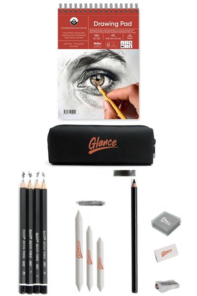GLANCE Drawing Pad Sketchbook 180 Gr. A5 20 Sheets Bianyo Sketch Graduated Pencil Sketch Set