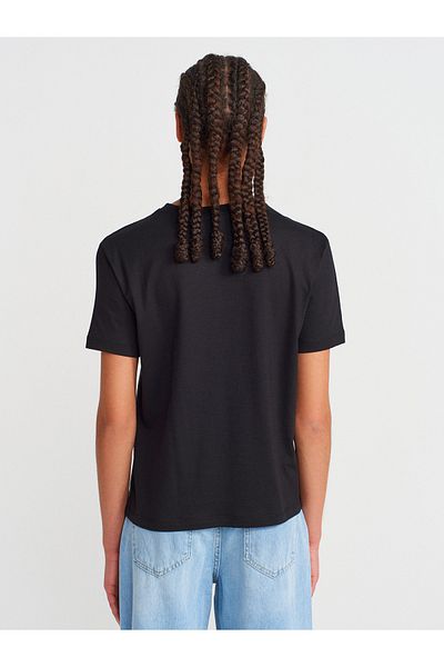 Dilvin 31791 Crew Neck T-Shirt-Black