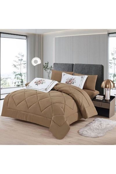 smart home Plain Duvet Cover Set, Reversible System, 6-Piece Bedspread, 100% Microfiber, 240x220cm
