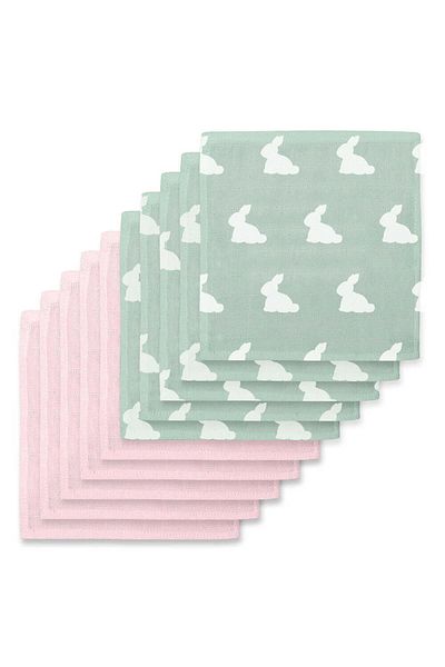 DEUX LAPINS 100% Cotton Muslin Baby Mouth Diaper Pack Mono Lapin Matcha Green & Innocent Pink 10 Pcs