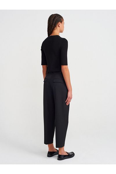 Dilvin 71649 Belted Carrot Fit Pants-Black