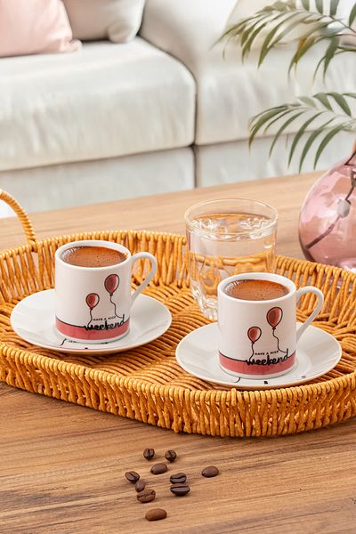 Porsima 03 Porcelain 12 Piece Turkish Coffee Cup Set for 6 People 90ml