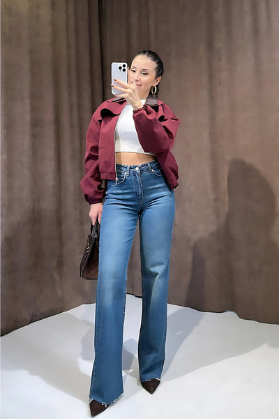 Damla Demli جينز أزرق ليكرا بقصة مستقيمة