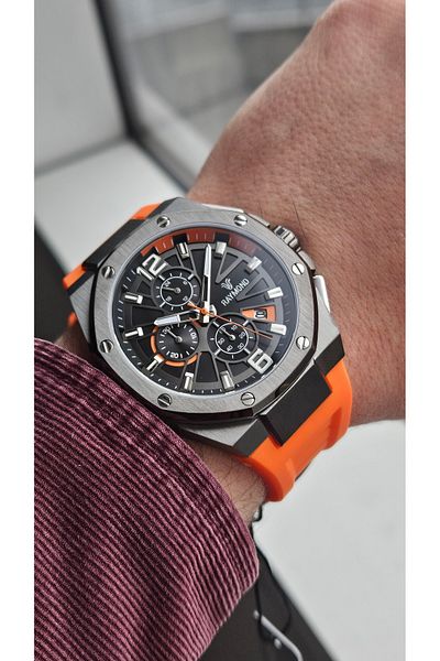 Raymond Rym-83605 Silicone Cord Raymond Men's Wristwatch Stainless Steel Case - 2 Years Warranty