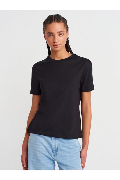 Dilvin 31791 Crew Neck T-Shirt-Black