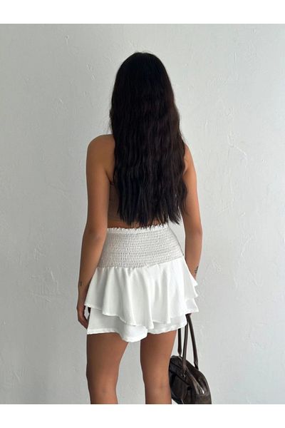 JANES Fusta Ayrobin cu pantaloni scurți - albă