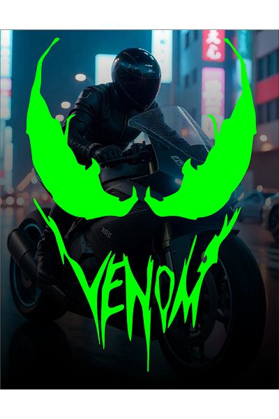 MS Major Selection سيارة Venom Face مقاس 15 × 21 سم، ودراجة نارية، وخوذة، وكمبيوتر محمول وملصق زجاجي