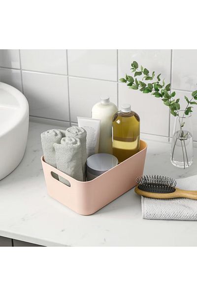 IKEA UPPDATERA Box, Light Pink, 24x17x10 cm – Durable & Grip-Friendly Storage Organizer