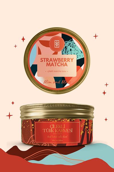 Mim and More Strawberry Harmony - Set of 2 Turkish Coffee and Matcha