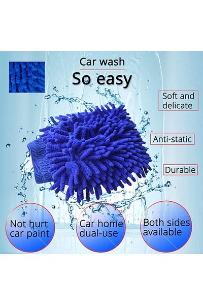 3XR Blue Microfiber Cleaning Glove, 18x15 cm, Soft, Absorbent, Non-Scratch for Car and Home Use