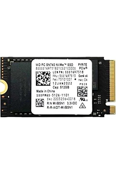 AyrStore WD SN740 2242 512 GB PCIe 4.0 NVMe M.2 5150-4850MB/S SSD (Kutusuz)