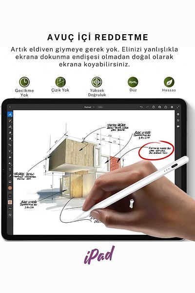 Fuchsia قلم كتابة يعمل باللمس لجهاز iPad Air 11 و13 بوصة M3 2025 متوافق مع راحة اليد وحساسية الإمالة