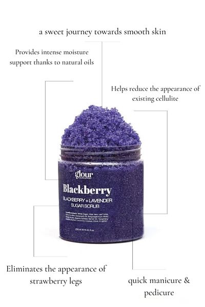 GLOUR Exfoliant cu zahăr de mure și lavandă 250 ml / Peeling natural pentru corp reînnoitor și hidratant