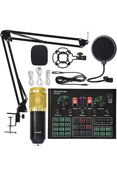 fulina V9X PRO Professional Sound Card Microphone Set,Adjusting Rotary Knobs,Minimizes Noise