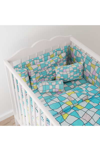 Kidz Klub 7-Piece Baby Crib Sleeping Set, Color Splash Plaids Cot Set, Size: ...