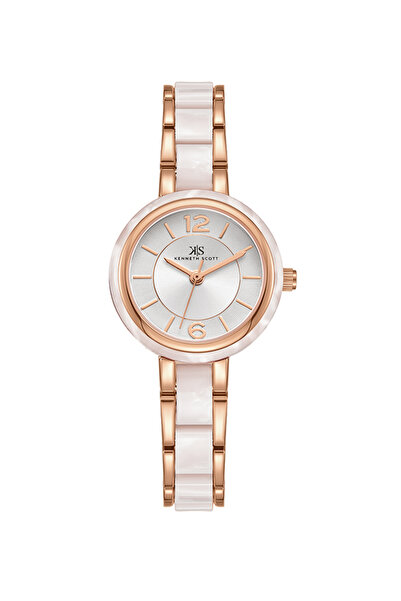 Kenneth Scott ساعة كينيث سكوت النسائية التناظرية بمينا أبيض - K24501-RCWW