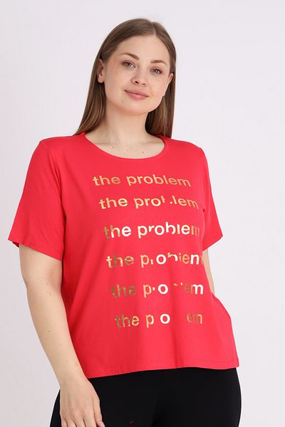 İntensive Pomegranate Short Sleeve Printed Women's Large Size Comfortable Fit T-Shirt