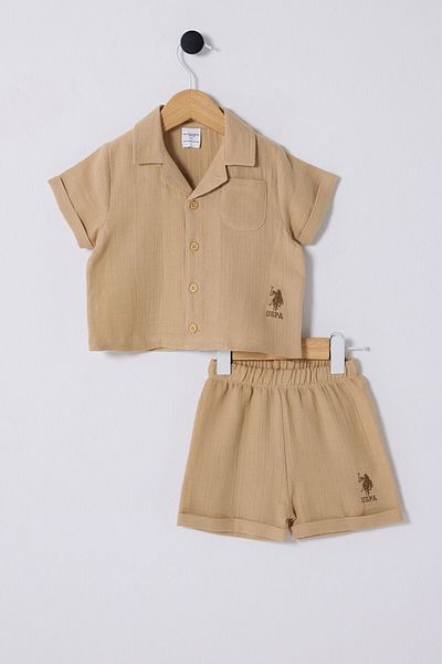 U.S. Polo Assn. Baby Boy Beige Baby Suit