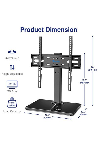 Rentliv Swivel Table Top TV Stand for 32-55 inch LCD LED TVs