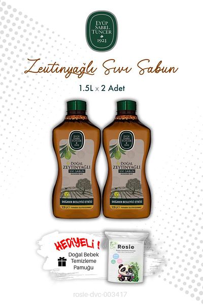Eyüp Sabri Tuncer Natural Liquid Soap with Olive Oil 1.5L X2 and Rosie