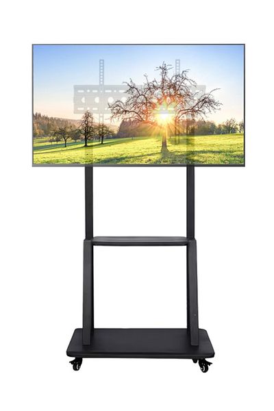 FlashHawk Mobile TV Stand with Projector and Laptop Shelf for 32-65 Inch Screens