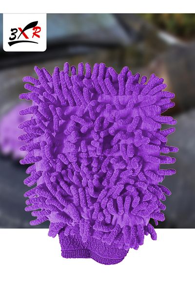 3XR Violet Microfiber Cleaning Glove, 18x15 cm, Soft, Absorbent, Non-Scratch for Car and Home Use