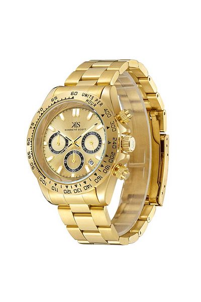 Kenneth Scott Men Multi Function Champagne Dial Watch - K23123-GBGC