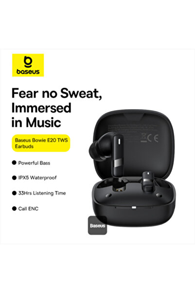 Baseus سماعات أذن لاسلكية حقيقية Bowie E20 - أسود عنقودي