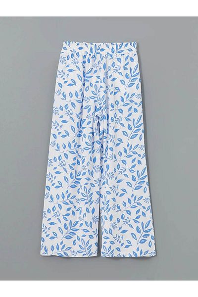 LC Waikiki Lcw Kids White Elastic Waist Patterned Girls' Trousers