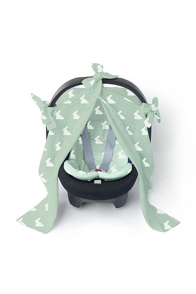 DEUX LAPINS 100% Cotton Stroller and Car Seat Cushion - Mono Lapin Matcha Green