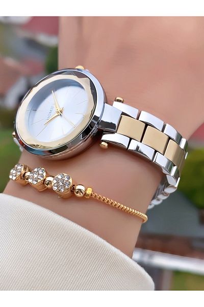 Homies Brand Gold Silver Color 2 Years Warranty, Stainless, Waterproof Women Wristwatch - Bracelet Gift