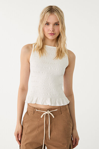 Stradivarius Fırfırlı büzgülü t-shirt