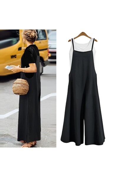 Sacrosa sc03rsGünlük Askılı Bol Kesim Yazlık Kadın Keten Tulum