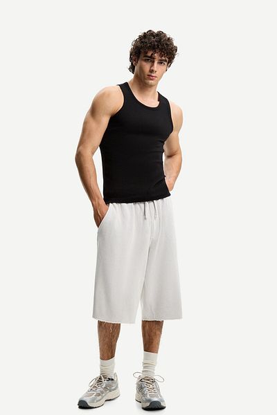 Bershka Ribbed baggy Bermuda shorts